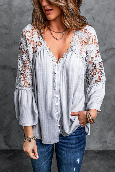 Crochet Lace Button Top